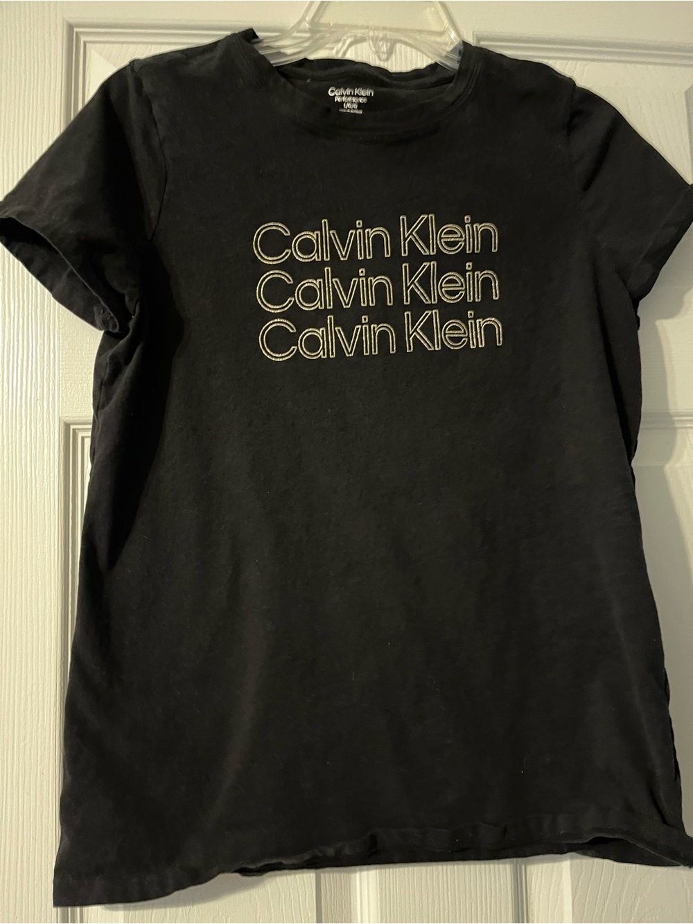 Calvin Klein womens Black Logo Crewneck T‑Shirt
